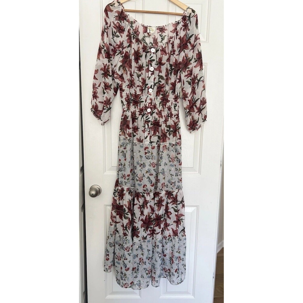 Fig And Flower Sheer Maxi Dress Size 1X NWT